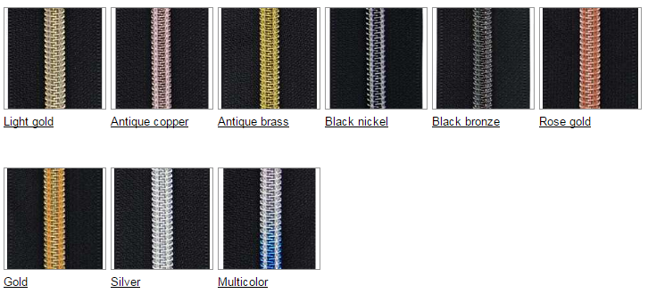 Coating coil zipper &  Metallic teeth zipper
